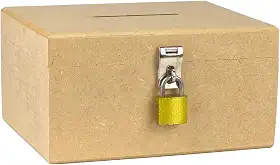 Cofrinho de Madeira Em Mdf Cofre Com Furo Para Notas Moedas e Fecho Para Cadeado (RETANGULAR + CADEADO)