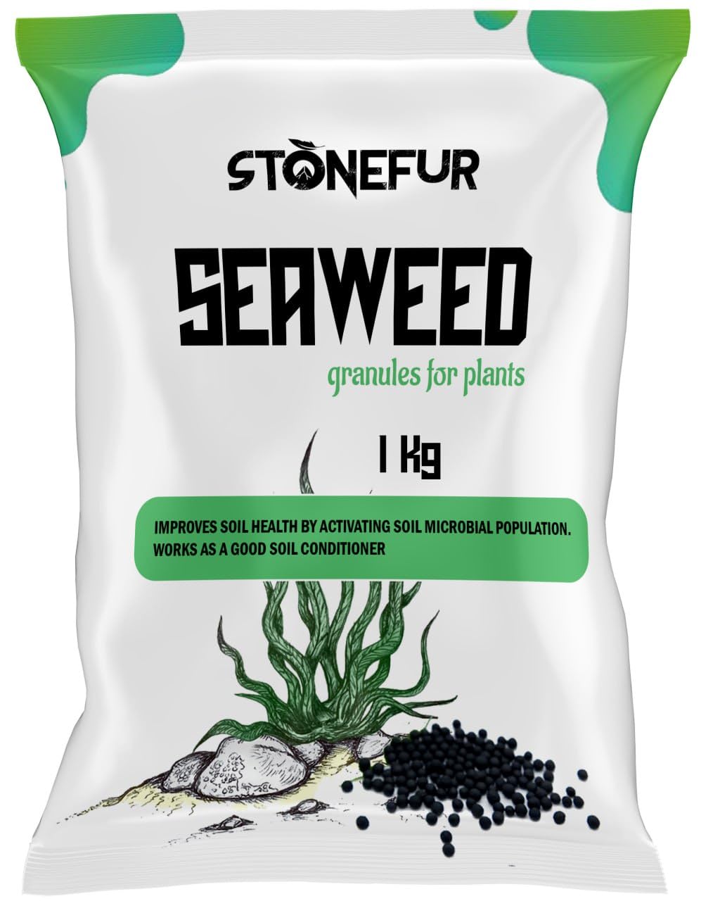 STONEFUR Seaweed Fertilizer for Plant, Seaweed Granules for Plants Seaweed Extract Granules - Organic Fertilizer & Growth Promoter for Plants 1 kg