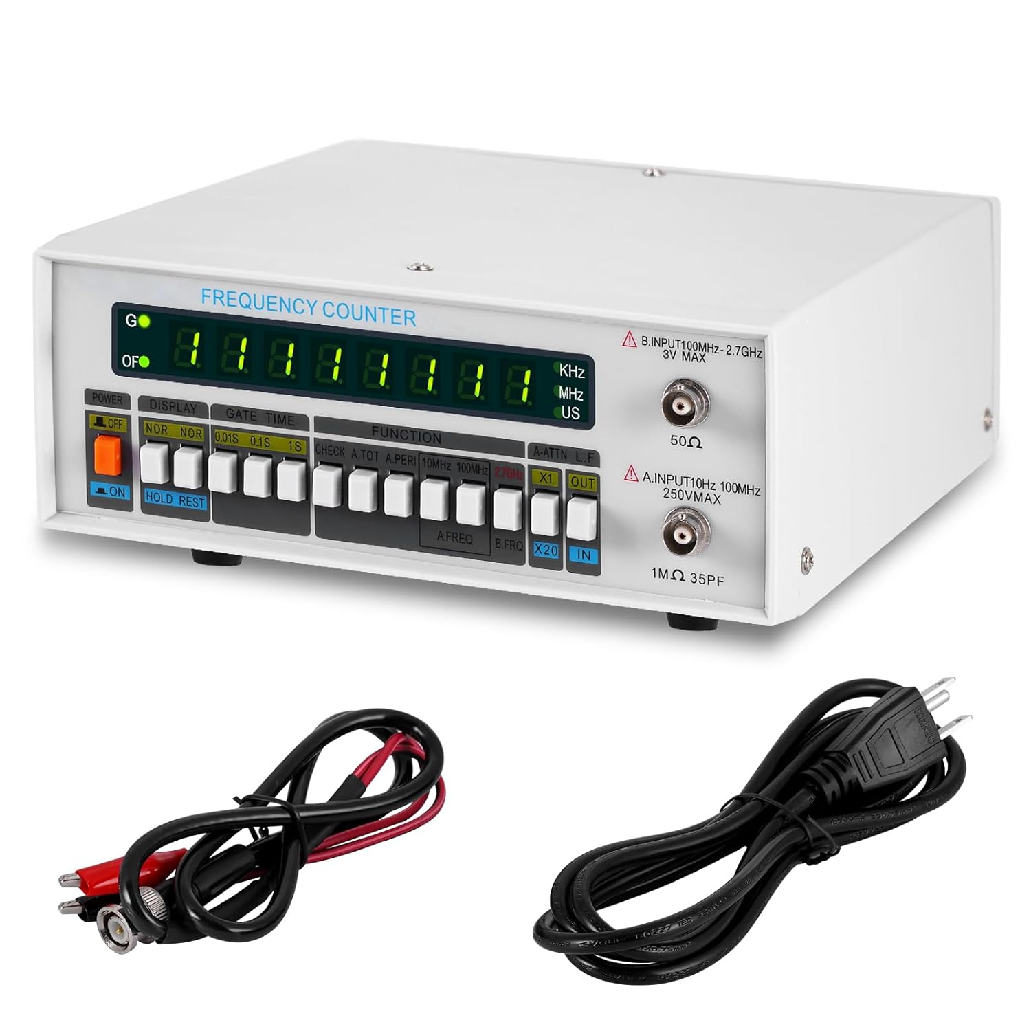 High Precision Frequency Counter 10HZ-2.7GHZ Dual Channel Frequency Meter Tester for Lab & Equipment Maintenance