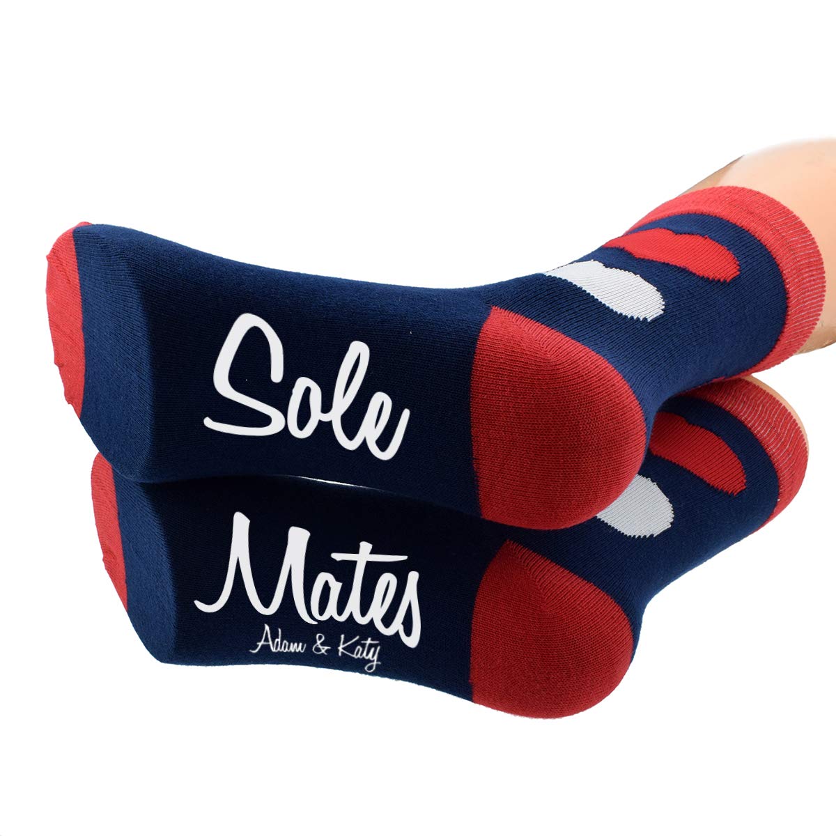 Gtr-Prestige Giftware Unisex Multi Personalised Couples Names Sole Mates Design Two Hearts Socks Uk Size 5-12 (Please See Instructions On Listing)