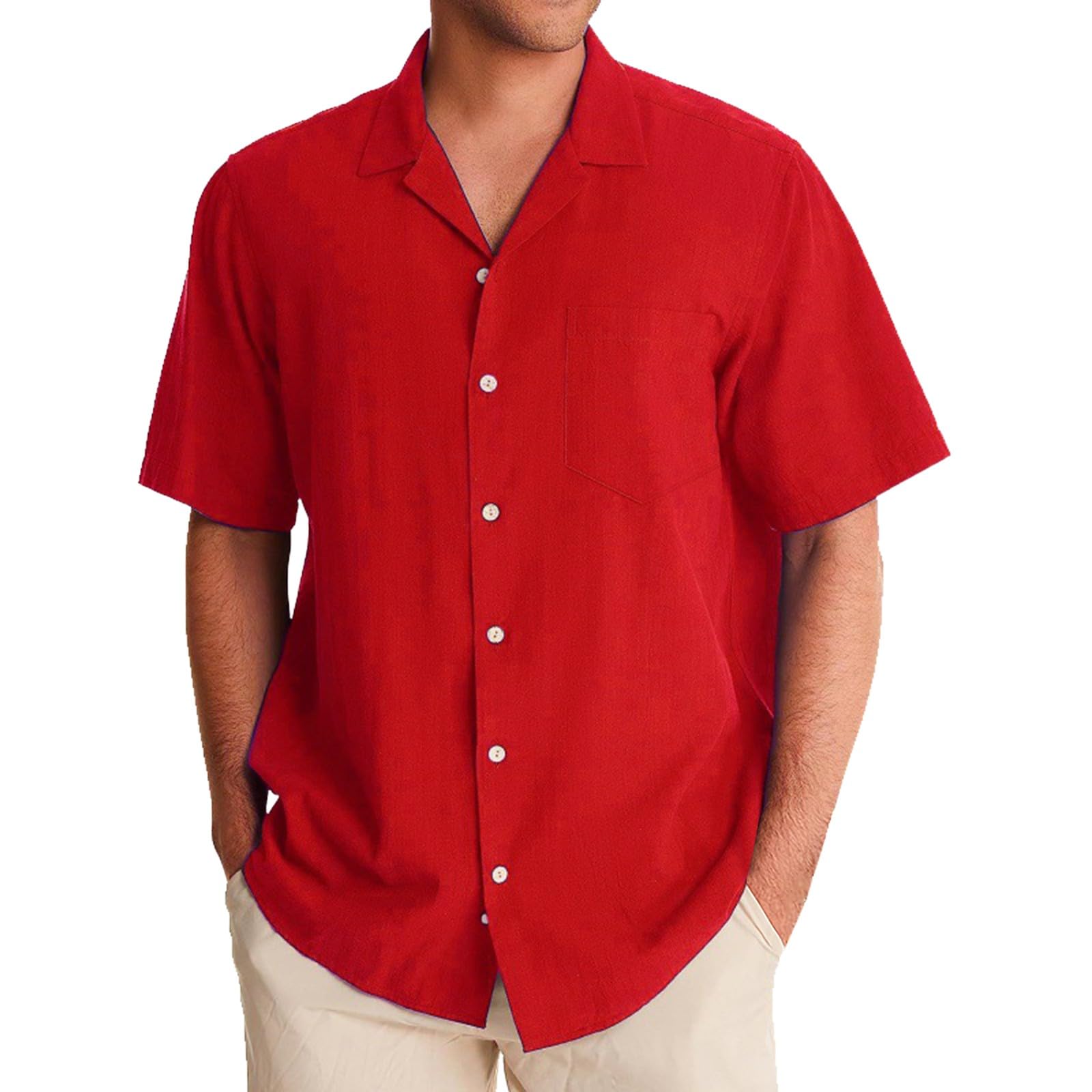 Hawaiian Shirts for Men Adult Short Sleeve Shirts Men Printed Hawaiian Shirt Casual Beach Camp Shirt Mens Hawaiian Shirt Casual Button Up Tropical Summer Beach Shirt Funny JANUK40615DEALS0350 Red