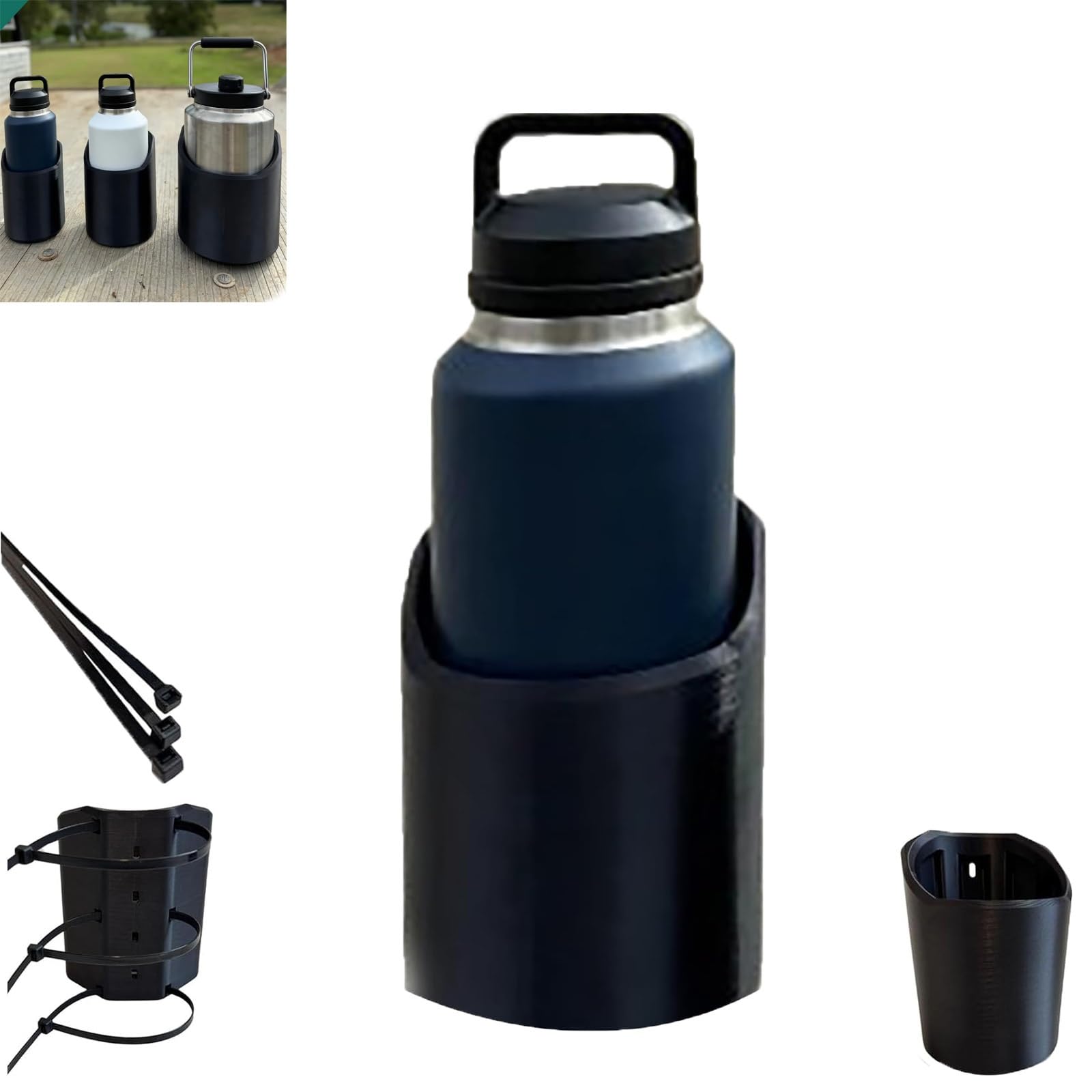 Homaskylynn 36Oz Magnetic Bottle Mounts For 36, 46, 50, 64 Oz, 3D Printed Gallon Jug Holder With Mounting Hardware, Strong Magnet Truck Cup Holders, Heavy Duty Water Holder For Golf Cart Tractor Bus Lawnmower(36Oz)