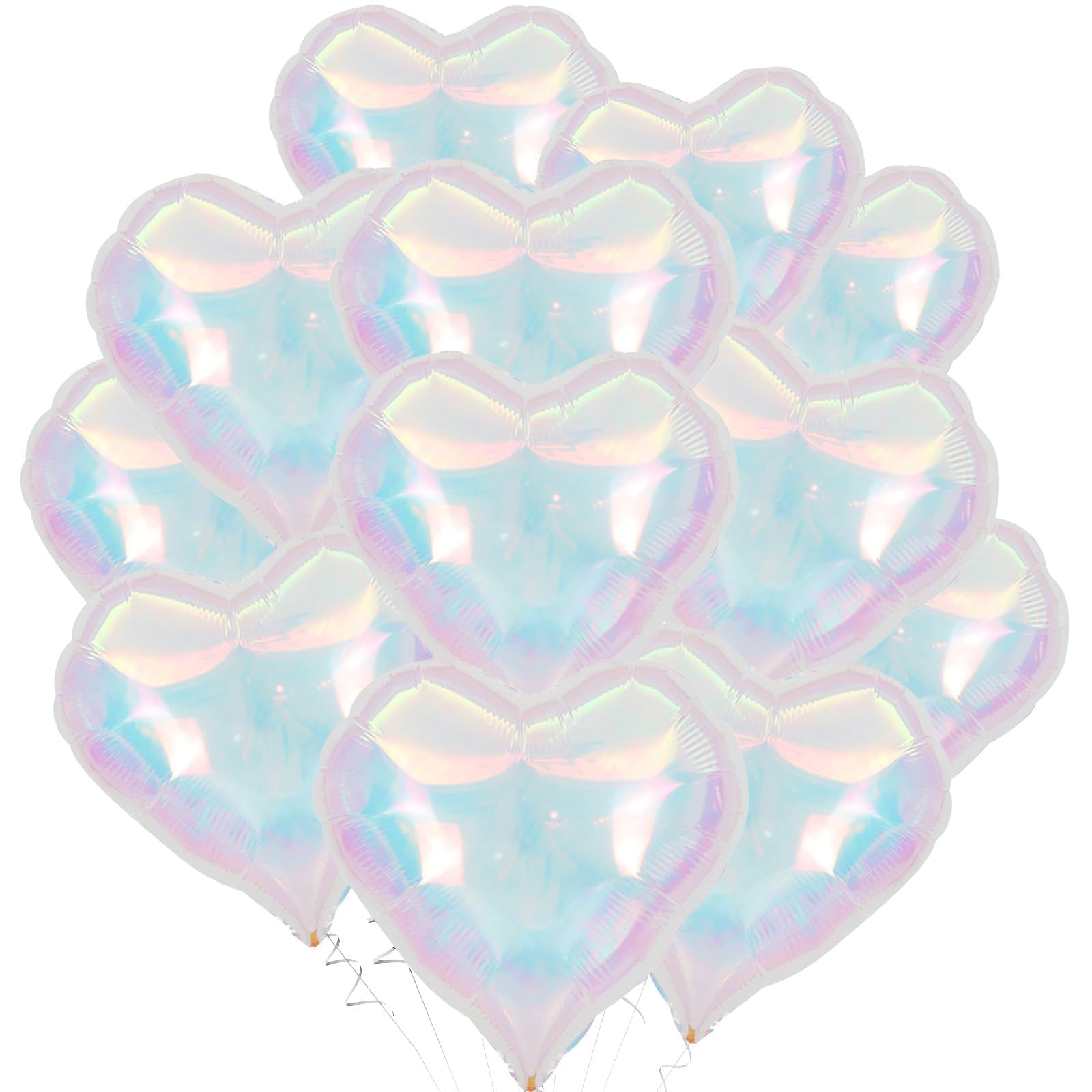 Iridescent Heart Balloons,12Pcs 18Inch Iridescent Heart Shaped Foil Helium Polyester Film Balloons for Baby Shower Birthday Anniversary Wedding
