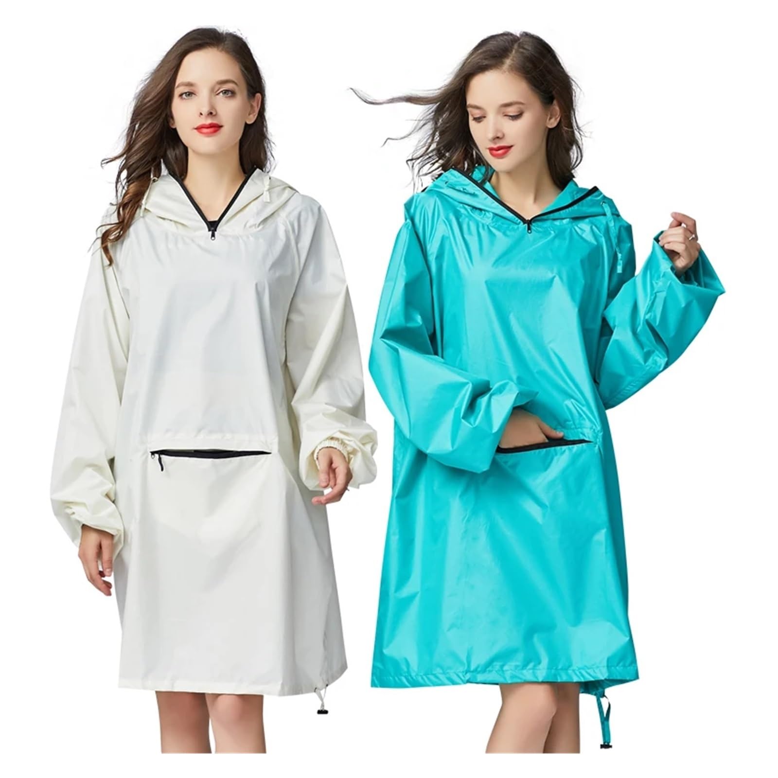Mantellina Pioggia Adulto Poncho impermeabile elegante da donna con cappuccio e maniche