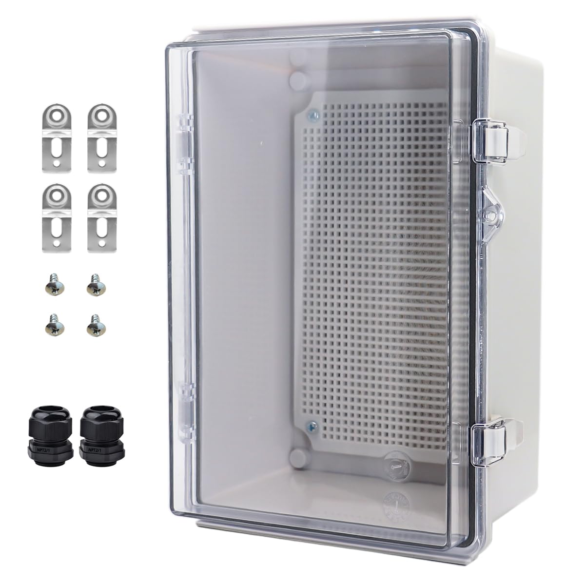 Outdoor Waterproof Electrical Box Junction Box Weatherproof IP67 ABS Plastic Enclosure Switch Router Project Box Electronics DIY Enclosure With Mounting Plate Wall Bracket Grey 8.6"x6.6"x4.3" — Amazon image 32
