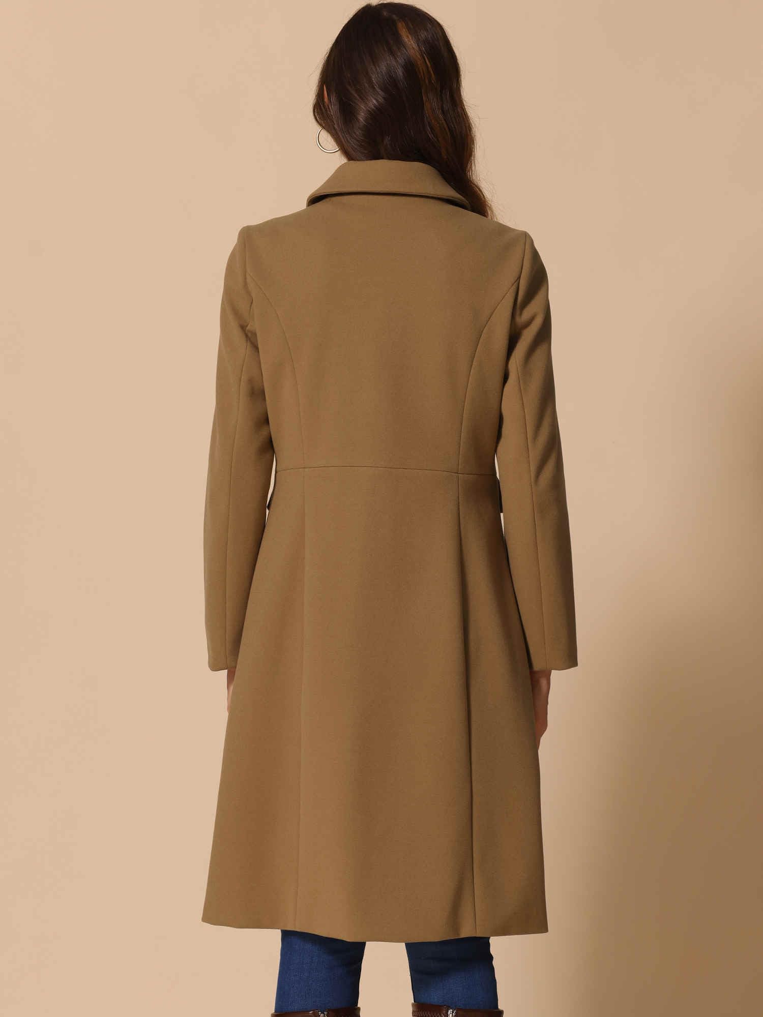 Allegra K Donna Cappotto Lunghi Invernale Elegante Cappotti Per Bottoni Tasche A Maniche Lunghe