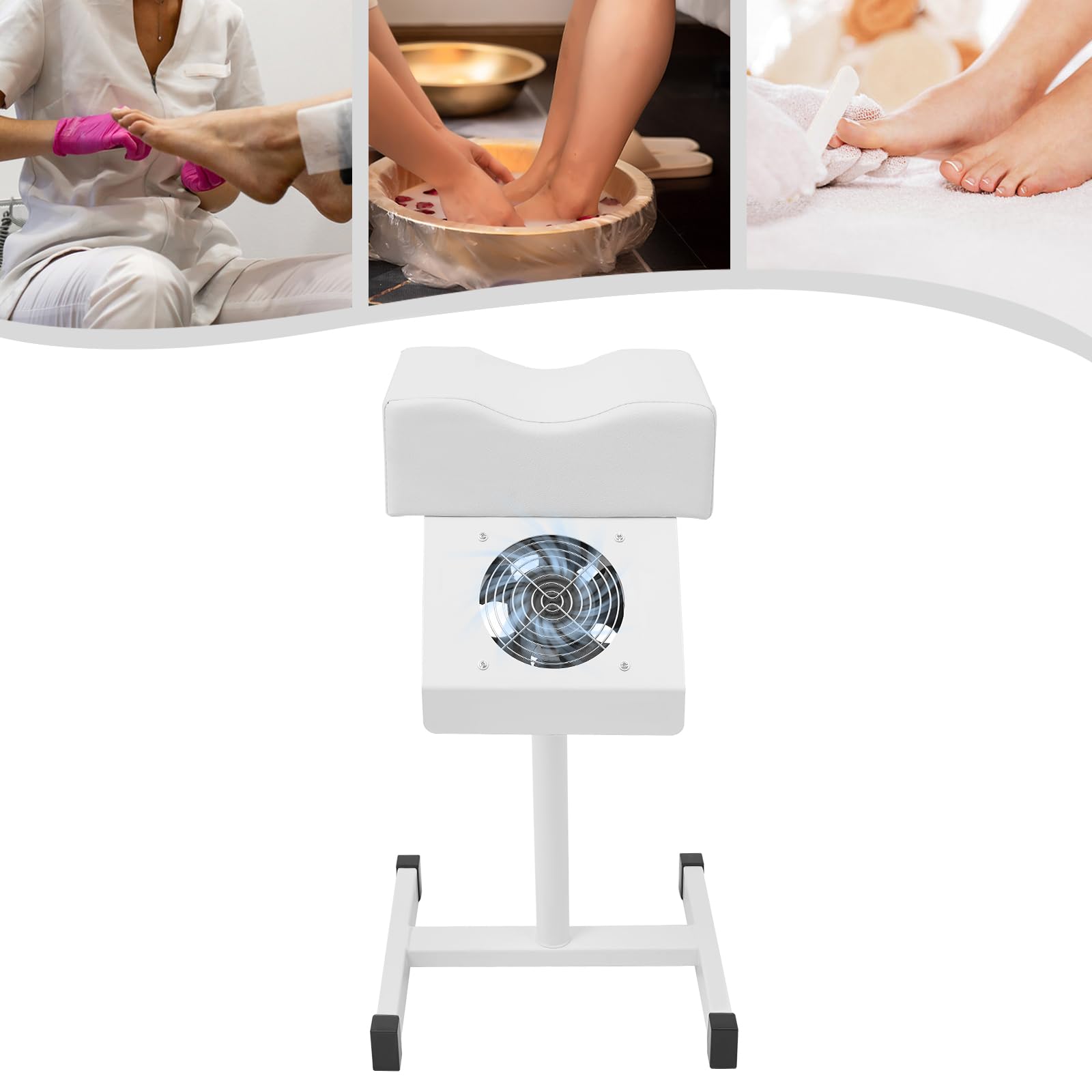 Sedia per pedicure con aspirazione, per pedicure, tavolo con poggiapiedi, altezza regolabile 48 – 68 cm e capacità di carico 10 kg, supporto per pedicure, 31 x 28 x 45 cm, colore bianco