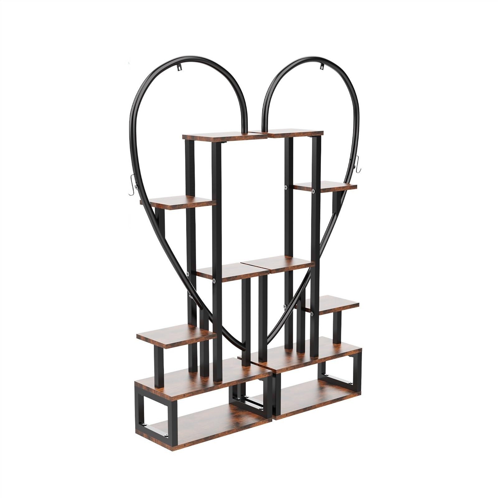 Gv8pA5fj7b Corner flower rack 6 Tier Metal Plant Stand, Creative Half Heart Shape Ladder Stands for Indoor Plants Multiple, Black Shelf Rack