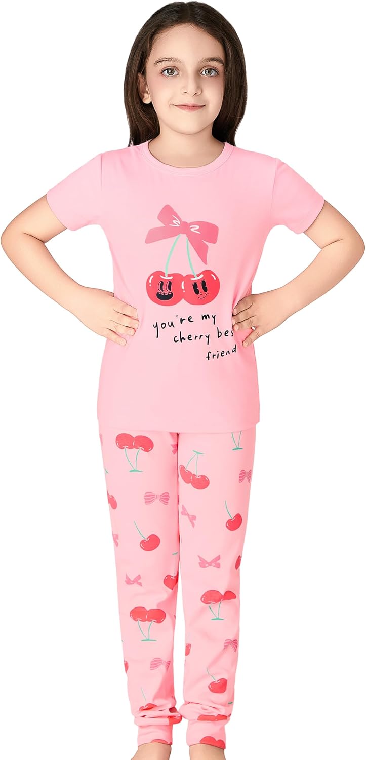 Topgal Little & Big Girls Cotton Knit Pajama 3-Piece Shorts Pants Summer PJ Set Size 4-14 - Image 3
