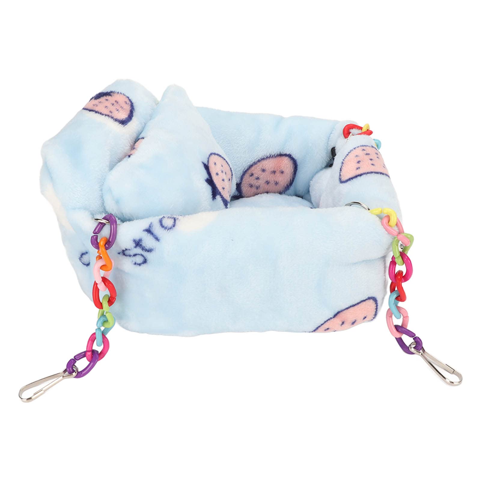Cama Cálida Colgante para Hámster, Hamaca Cálida de Felpa Estable y Amigable con la Piel Ardilla Elegante para Descansar, Cama Cueva Colgante para Hámster Patrón de Fresa Cama