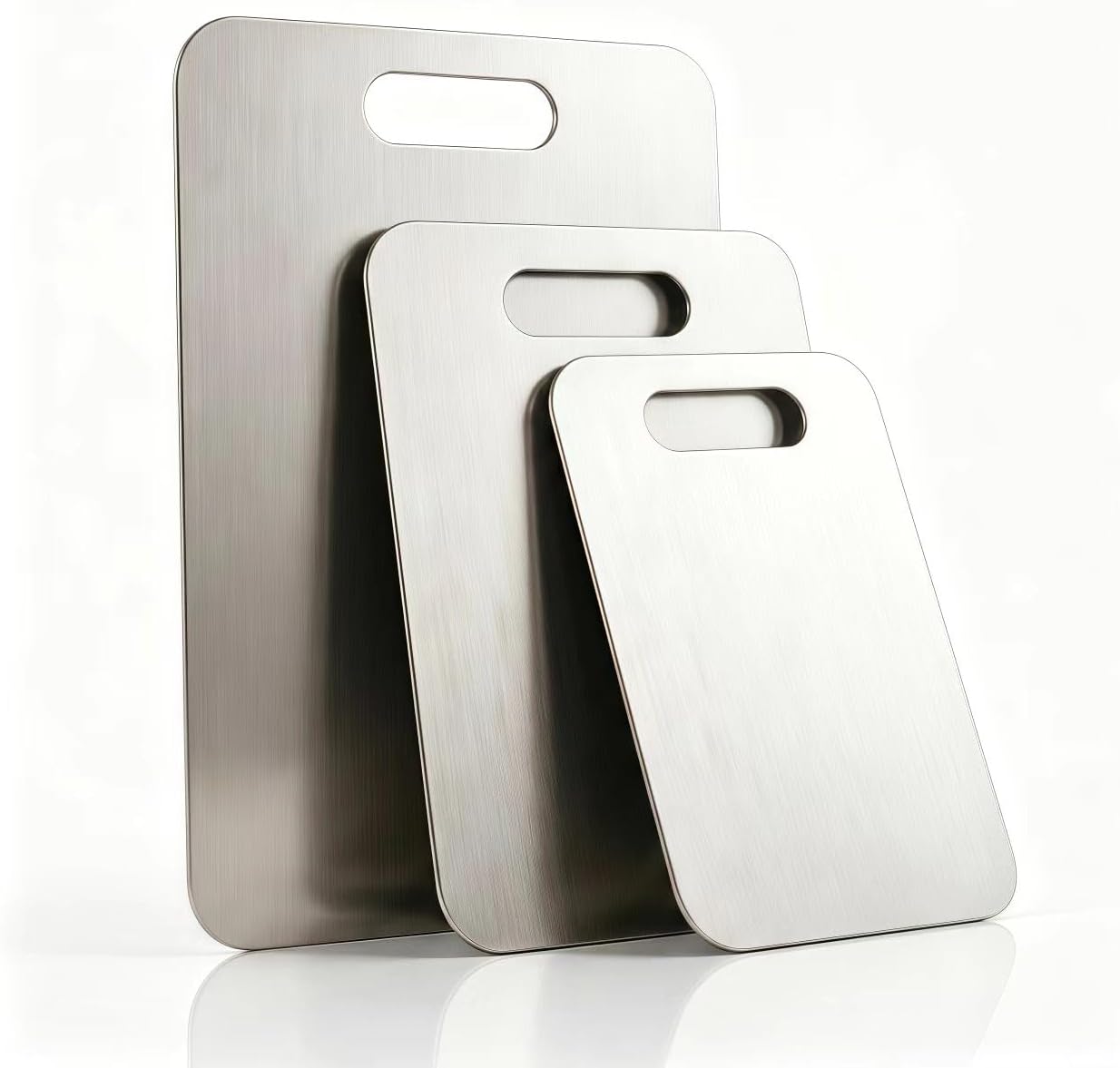Pure Titanium Cutting Boards for Kitchen, 3 PCS Non-Toxic Chopping Boards for Fruit Meat & Vegetable, No Odor, Easy to Clean, Dishwasher Safe (15.3"x11", 13.4"x9", 11.8"x8", 9.5''x5.9'')