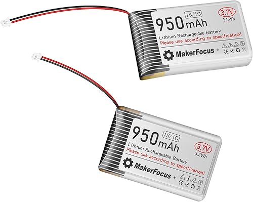 Miniatura 10 de Batería LiPo de 3.7 V 950 mAh 1S 1C Batería recargable de polímero de litio con placa de protección cinta de goma aislada, enchufe PH1.25 para nodo