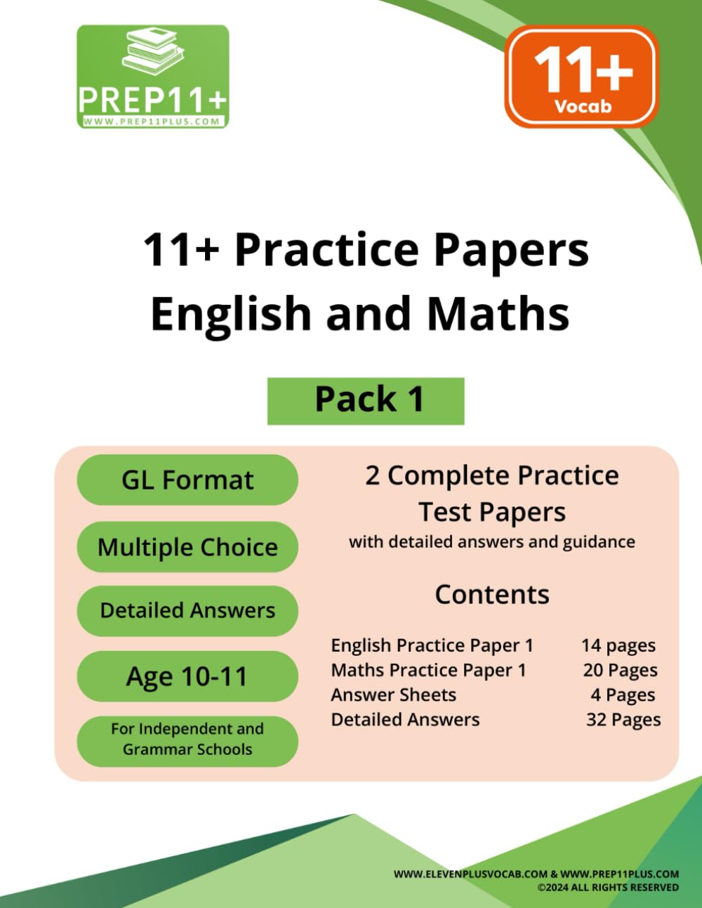 11+ GL Practice Papers - Maths and English - Pack 1 (11+ GL Practice Papers series)