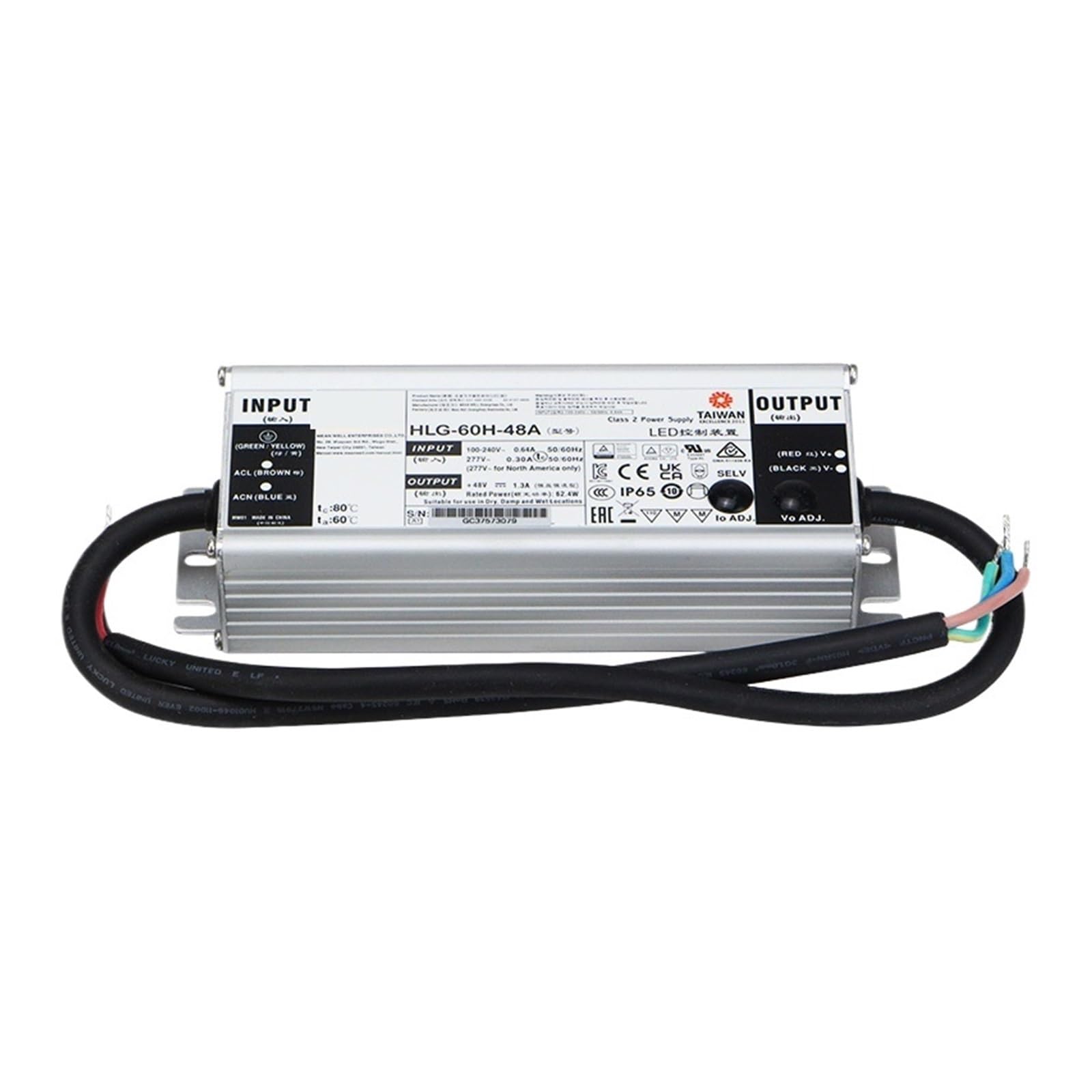 CLEUFWKO IP67 HLG60H Driver 24V Single Output Switching Power Supply