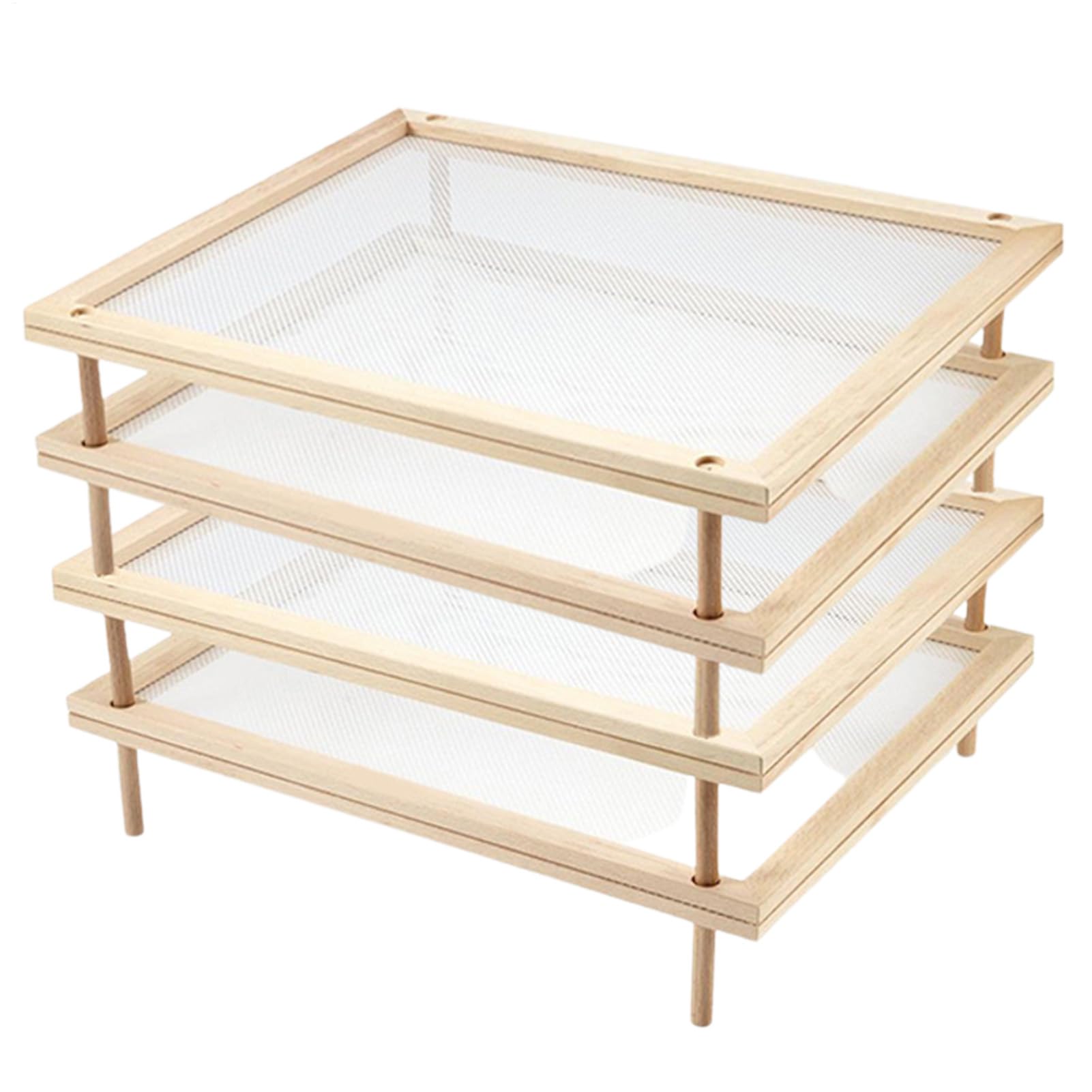 Secador de fideos de madera apilable extraíble con red, circulación de aire, estante de almacenamiento de frutas abierto de madera pulida, saludable, seguro, ahorra espacio para alimentos y secado en | aire, estante de almacenamiento de frutas abierto de
