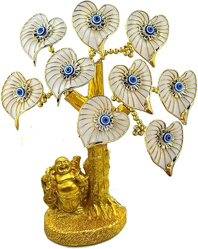 Miniatura 5 de Estatua de árbol turco de mal de ojo, flores de resina con base de Buda, decoración del hogar de buena suerte (flor verde) Flor Verde,Flor