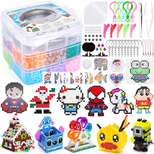 NLMWTI Cuentas Para Planchar, 11500pcs Abalorios Fusibles de 20 Colores Set con Caja de Almacenamiento, Diseño de joyas, 3D Regalo de cumpleaños o Navidad para niños