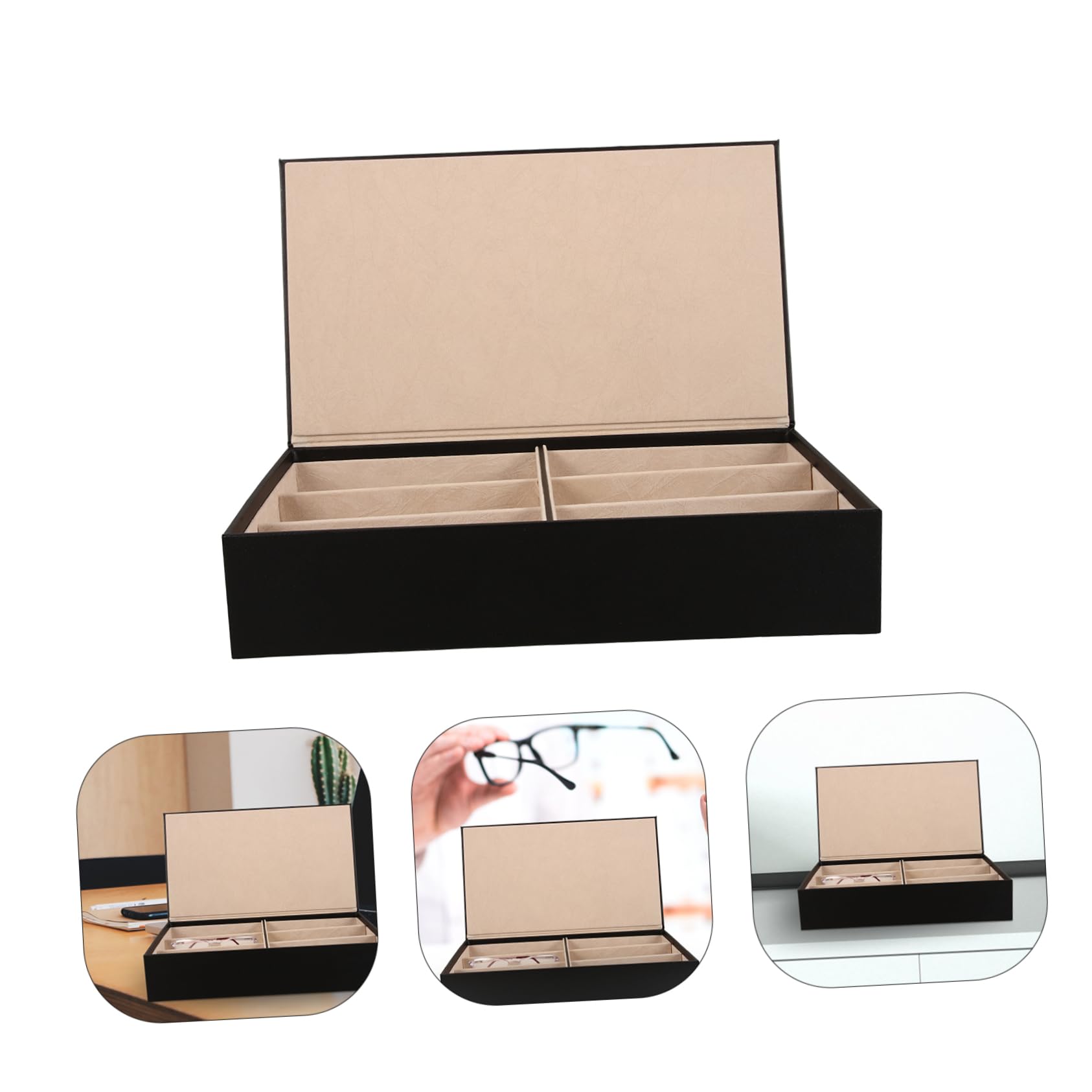 Healvian Organizer dal Design Raffinato in Pelle Pu Occhiali da Sole Multi-griglia Struttura in Metallo Facile da Pulire per Casa e Uso Commerciale
