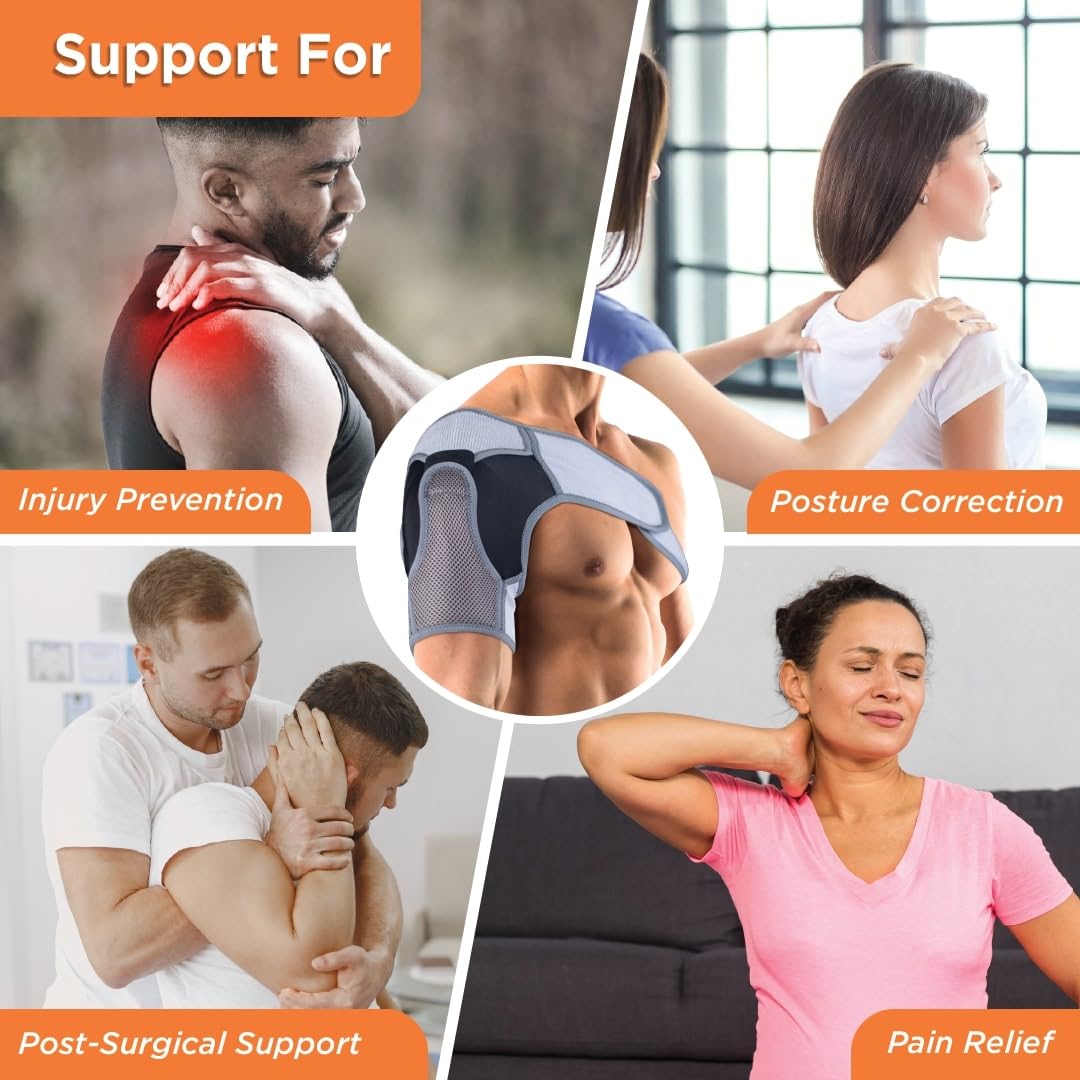 Vissco Shoulder Support, Shoulder Immobilizer With Adjustable Stretchable Strap, Better Immobilization, Pain Reliever For Rotator cuff injury, Post paralysis - Large (Grey) - Image 5 thumbnail