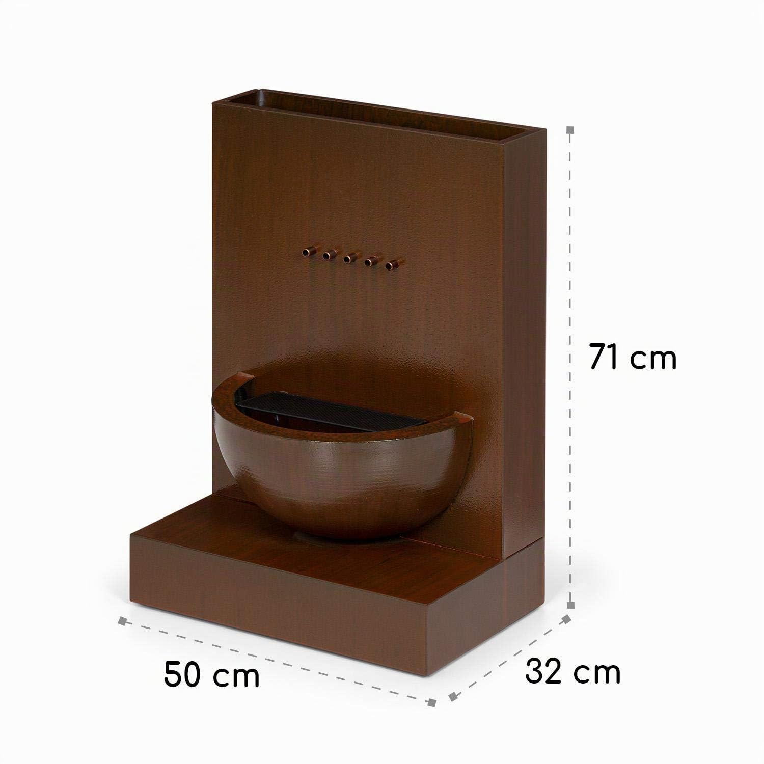 Blumfeldt Windflower Fuente para jardín - 11 W de Potencia, Incluye Cuenco para Plantas, para Dentro y Fuera, Caudal: 750 l/h, Iluminación LED, Metal galvanizado, Marrón