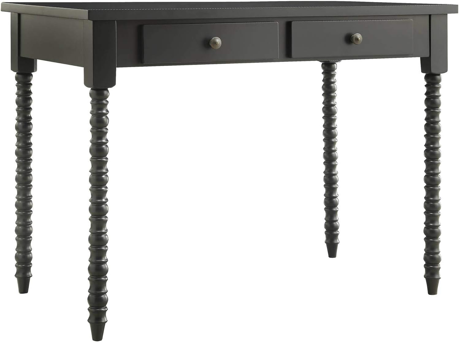 Black Computer Desk with 2 Drawers Storage Organize Home Office Furniture Wood