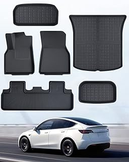 for Tesla Model Y Floor Mats 2024 2023 2022 2021 2020 All Weather 5 Seat Custom Car Floor Mats Fit for Front Rear Cargo Liner Set, 6 PCS Waterproof Accessories Interior for Tesla Model Y