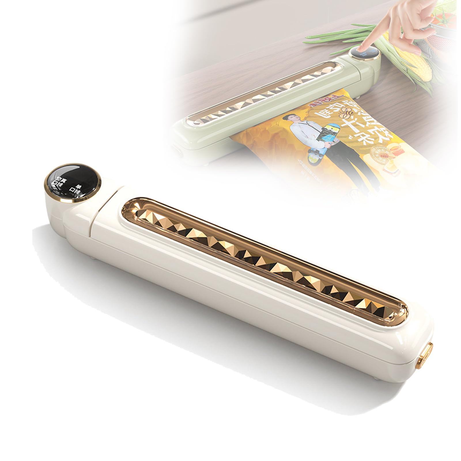 FHRKA Automatic Vacuum Pack Machine, Vacuum Sealer Machine with 50Pcs Vacuum Sealer Bags, touch Sealing Fully Automatic Vacuum Machine Has (White 10* Sealer Bags)