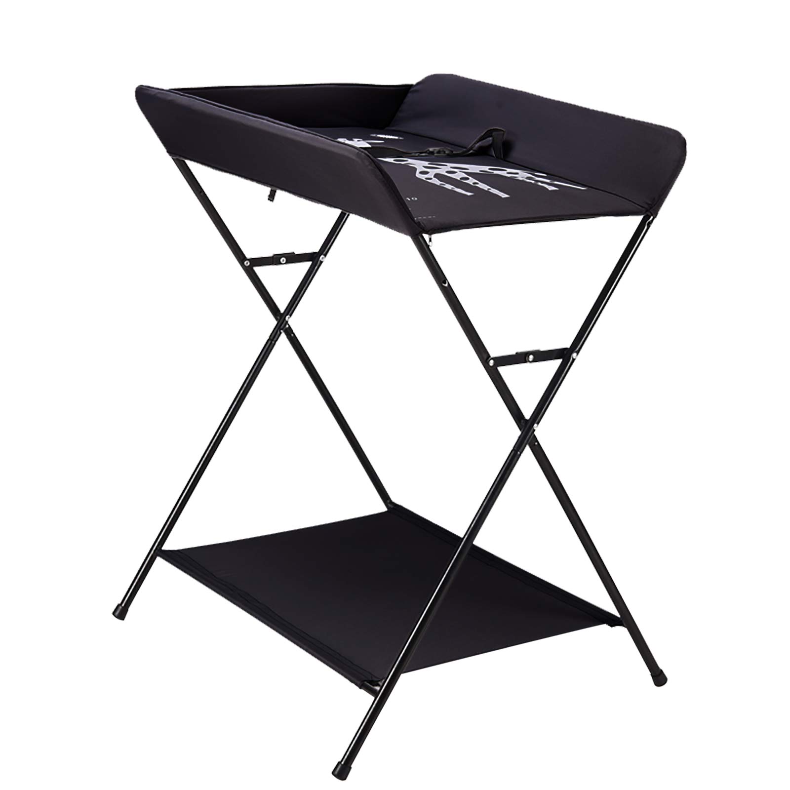 Cambiador plegable para nacimientos de bebé con cesta de almacenamiento al lado, estructura de hierro, carga máxima 15 kg, extraíble y plegable para un almacenamiento fácil de usar de 0 a 12 meses