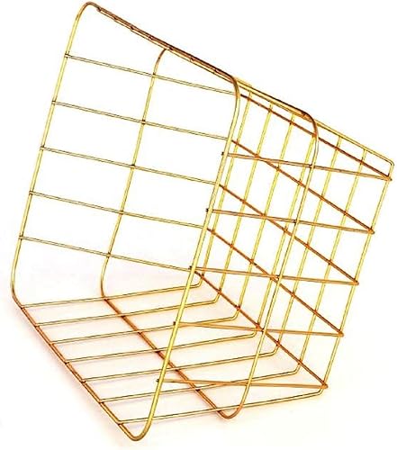 Miniatura 6 de Cestas y bandejas de alambre de hierro dorado, redondas y rectangulares, juegos de 4 quilates (redondas)