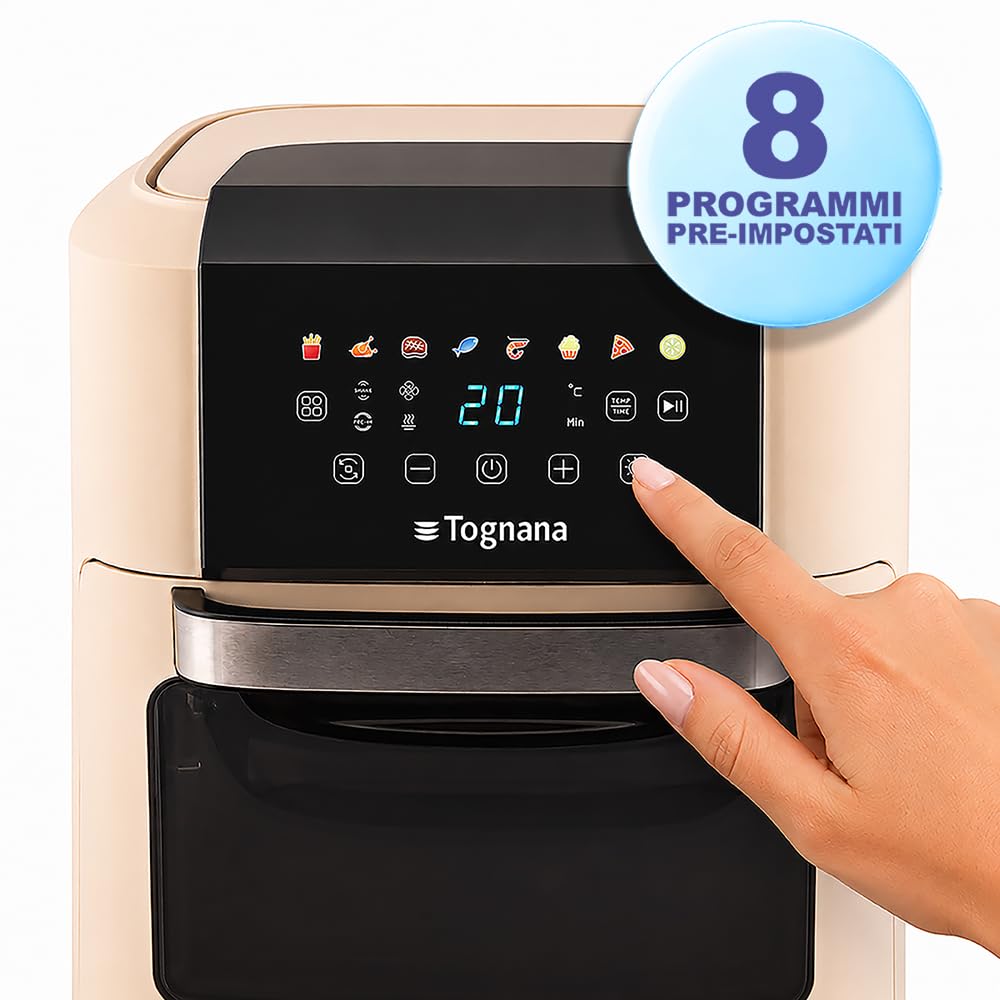 Tognana Iridea, Friggitrice e Forno ad Aria 11 L, Plastica-Acciaio Inox, Champagne
