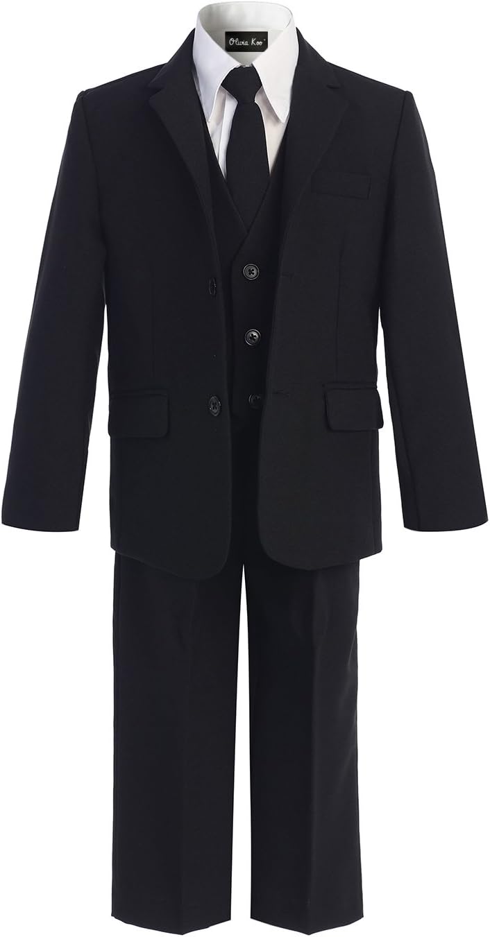 OLIVIA KOOBoys Solid 5-Piece Formal Suit Set with Matching Neck Tie…