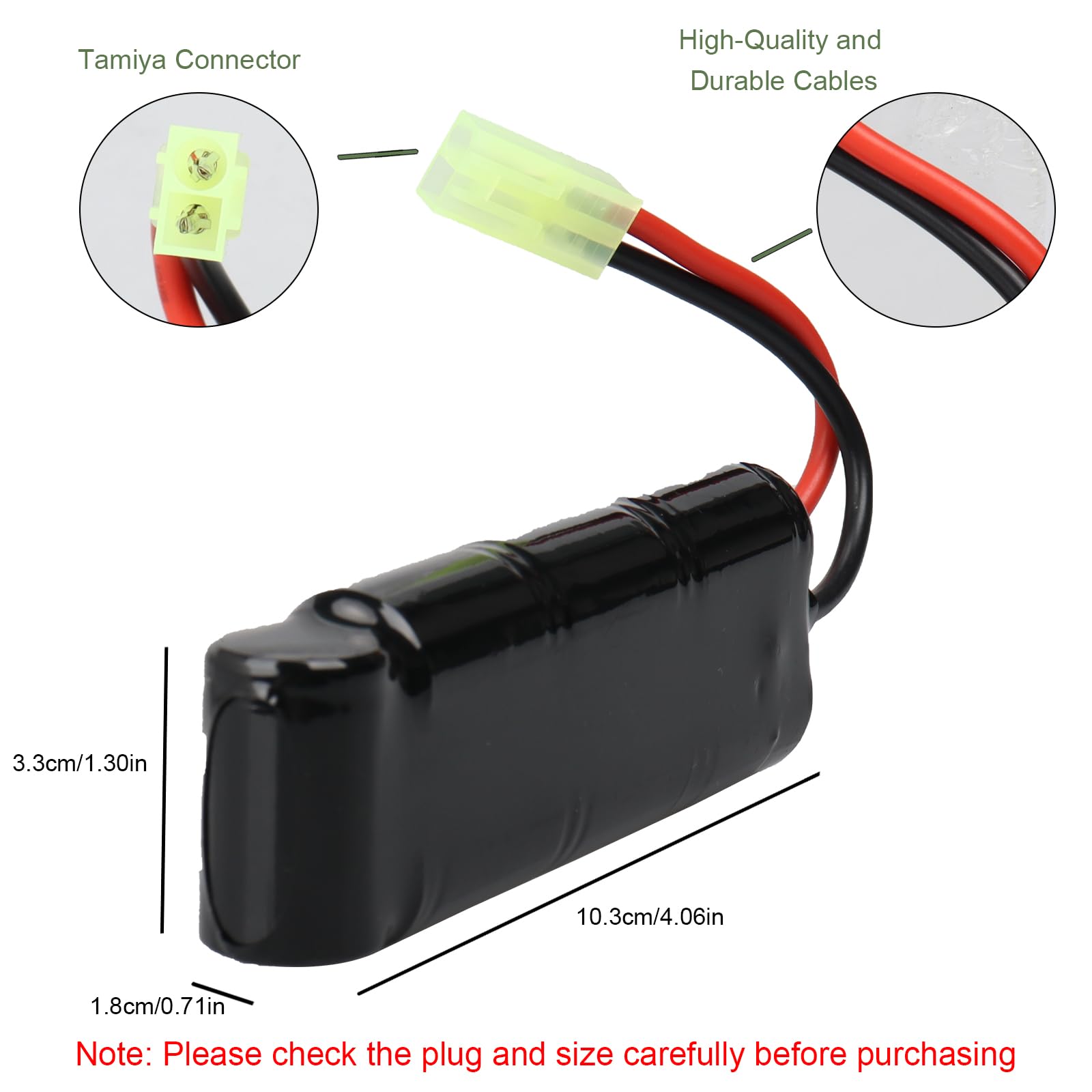2 pezzi 8.4V 7S 2/3A 1600Mah NIMH Airsoft Batteria ricaricabile, pacco batteria piatto per pistole Airsoft MP5, Scar, M249, M240B, M60, RPK, PKM, G36