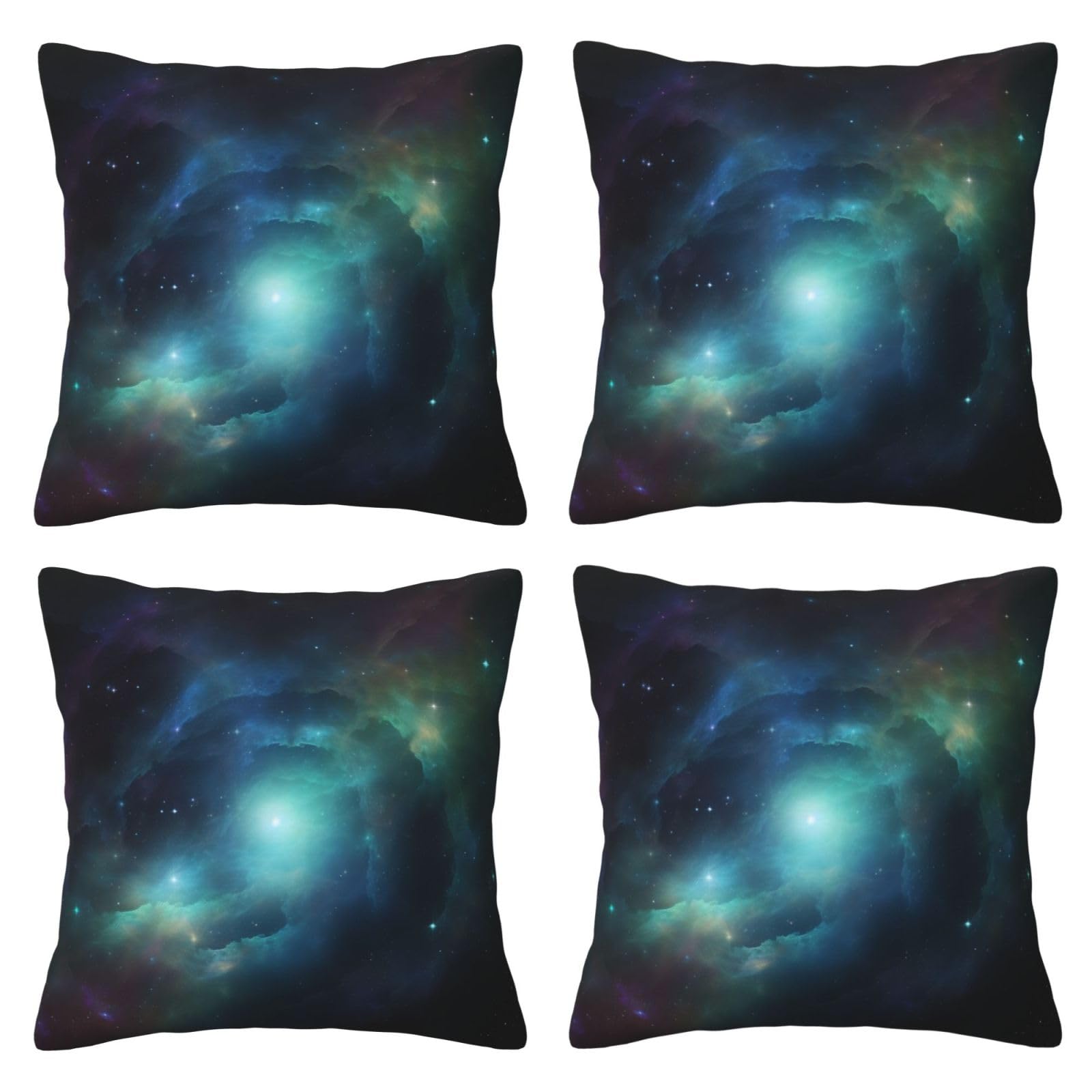 Galaxy Background Throw Pillow Cases 4 Pack Square Pillowcases Super Soft Pillow Protectors With Zipper for Couch Livingroom Sofa Bed Office Car,30x30 CM