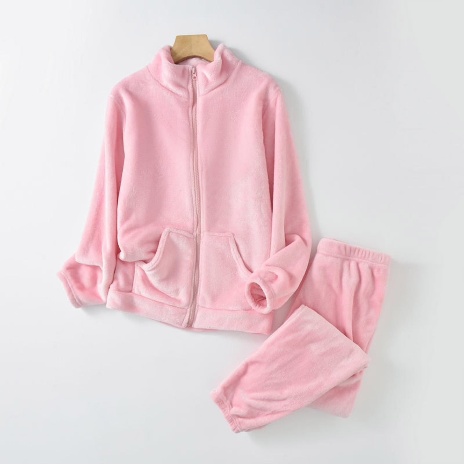 Loungewear - Pijama largo para mujer, 2 piezas, forro polar acolchado