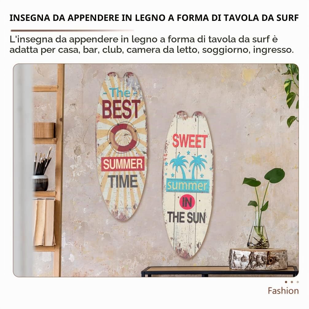 Kisangel 3 Segni di Tavola Surf in Legno Appendere alla Parete per Tavola Surf Appendere alla Parete per Decorazioni Estive per Feste in Casa