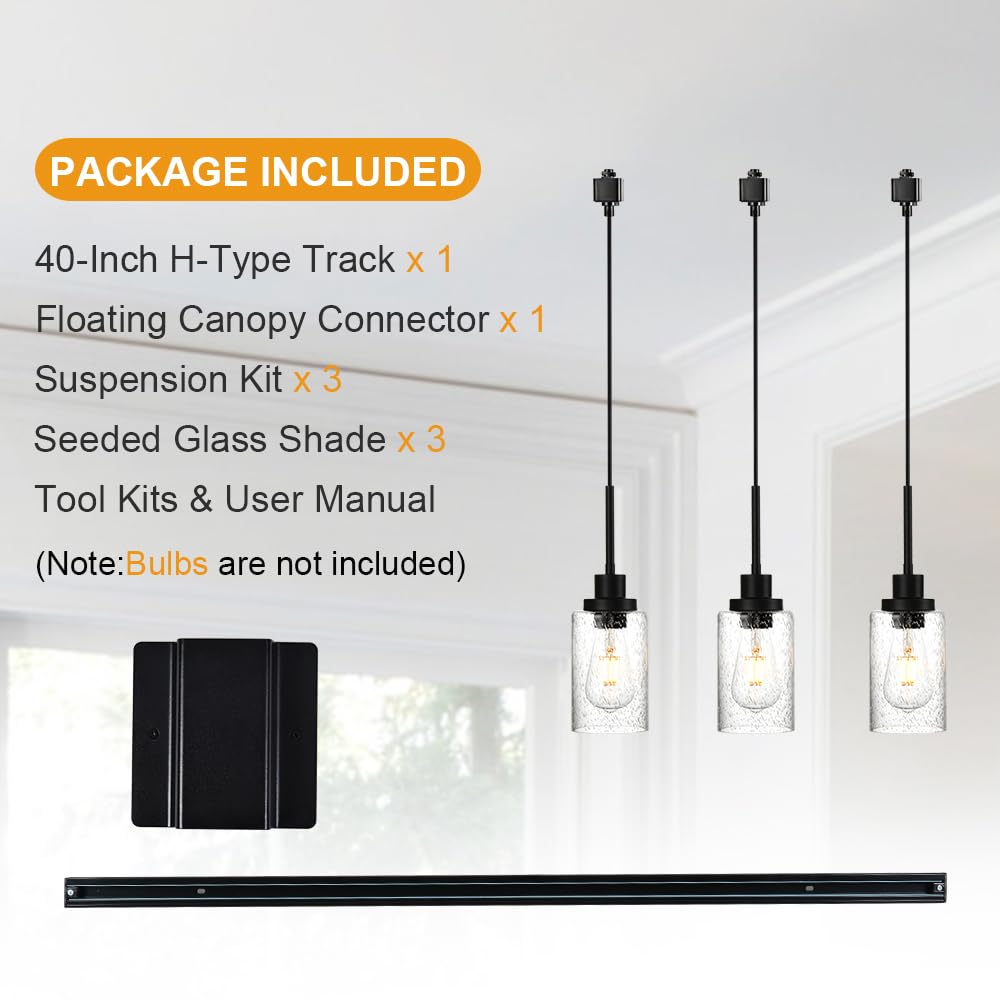 WINSHEN H-Type Track Lighting, 3-Pack Black Pendants Light