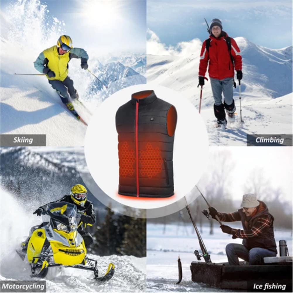 Chaleco Calefactor para Hombre y Mujer,Chaqueta Calefactable USB,Chaleco Calefactable Lavable con Temperatura Ajustable,para Pescar,Camping,Exteriores