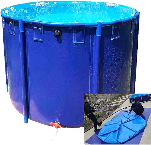Pool Above Ground, Round Canvas Fish Pond Pool with Metal Bracket Large Fold Children's Pool Fish Tank for Breeding Koi Agricultural, Easy to