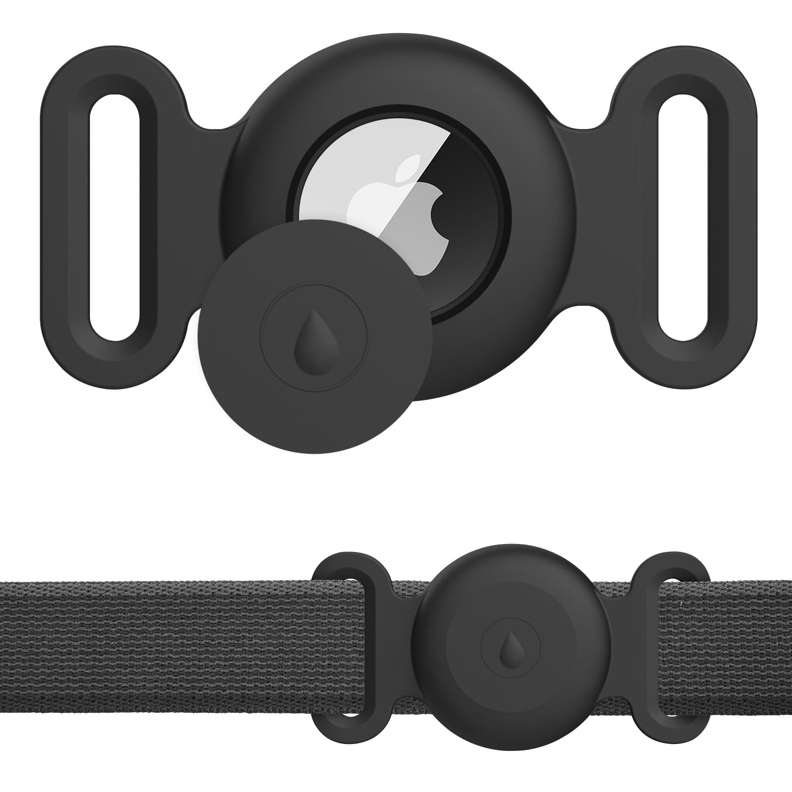 Wanme Funda de Silicona Apple AirTag para Perros y Gatos - Protector Impermeable Antipérdida para Collar Rastreador de Mascotas GPS - Negro