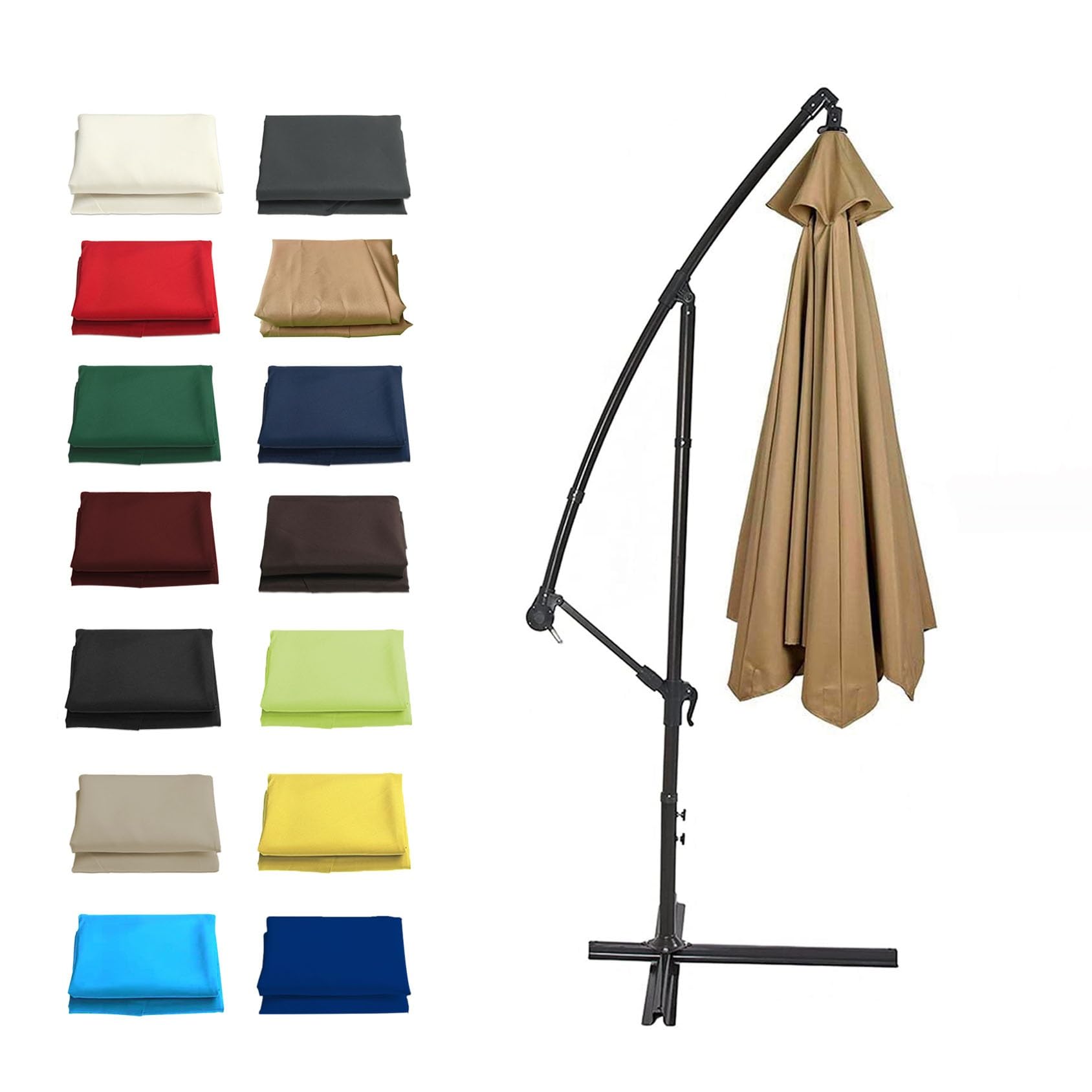 GZDXBF 6 Ribs / 8 Ribs Umbrella Fabric Canopy Cover, 200/270/300cm Patio Umbrella Replacement Cloth Canopy, Easy To Install/Washable/Breathable(Color:Khaki,Size:6 ribs: 2m/6.5ft)