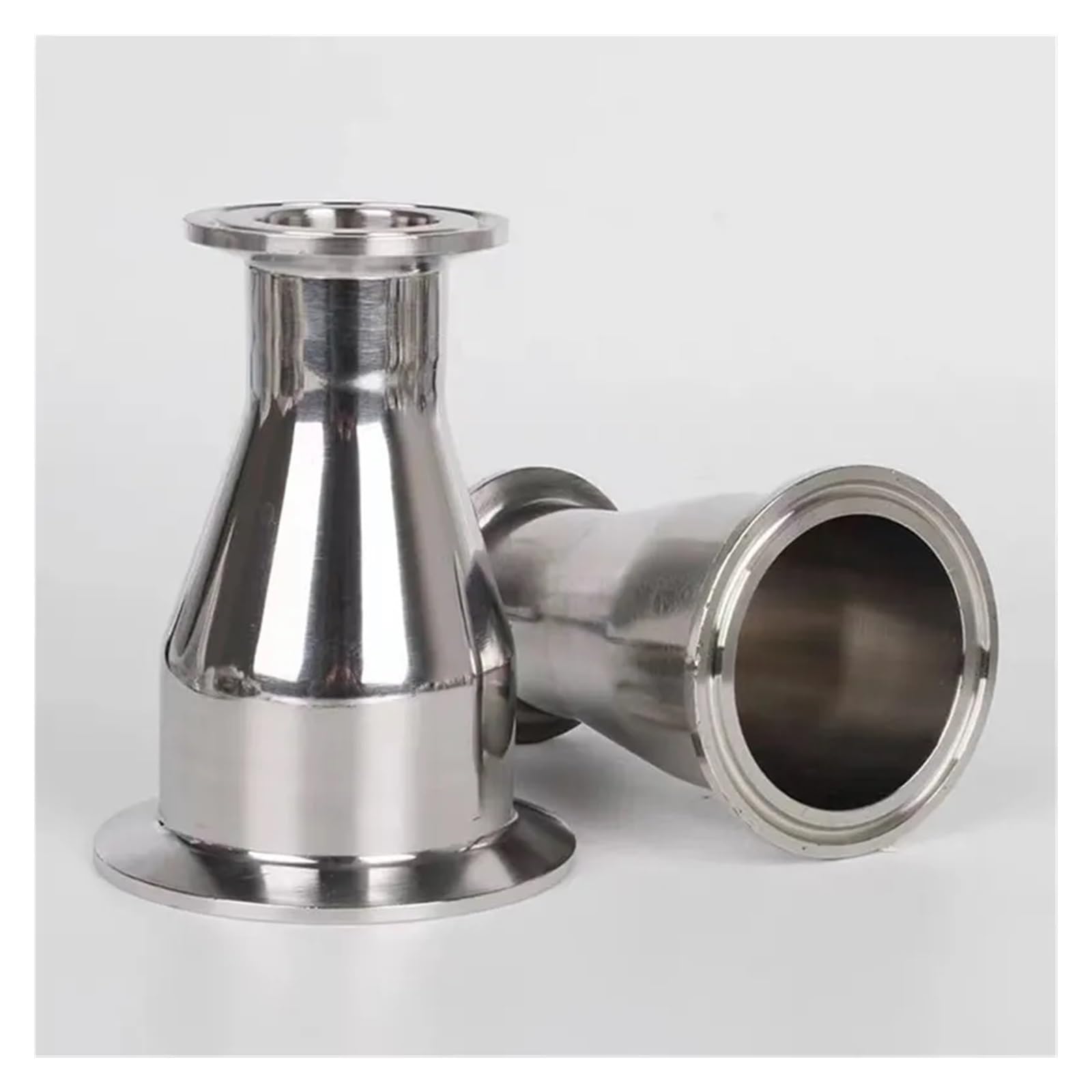 Reductor de cobre de triple abrazadera Conector de tubería reductor de triple abrazadera de 2'' (51 mm) de diámetro exterior de 64 mm x 3'' (76 mm) de diámetro exterior de 91 mm, acero inoxidable sani