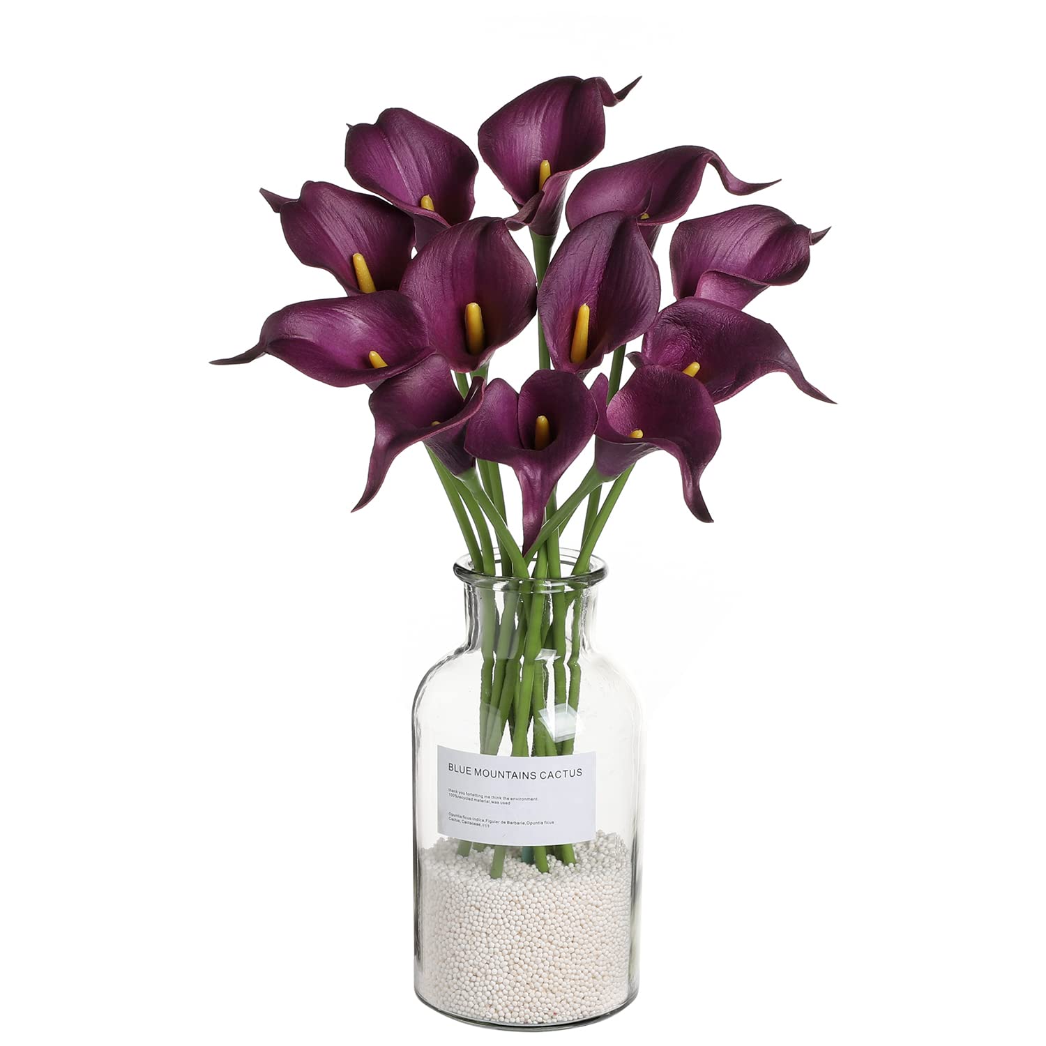 huaao Pack of 12 Artificial Calla Lilies Wedding Decoration Bouquet Realistic Latex Flower Arrangements Decoration Bridal Wedding Home Party Hotel DIY Flower Arrangements, Purple