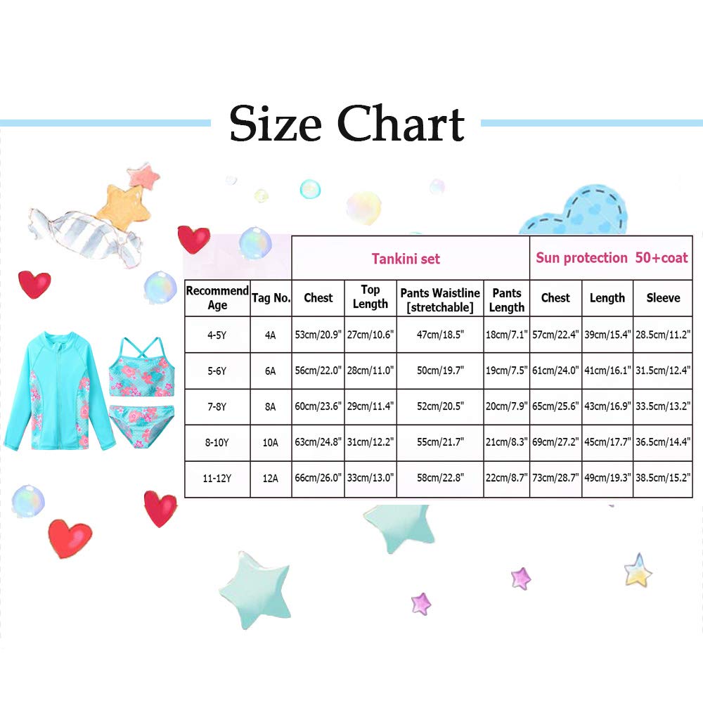 Traje de baño de 3 Piezas con protección contra erupciones UPF 50+ UV Surfing Sunsuit Jacket+Bikini +Bottom Kids Summer Beach Bathing Suit