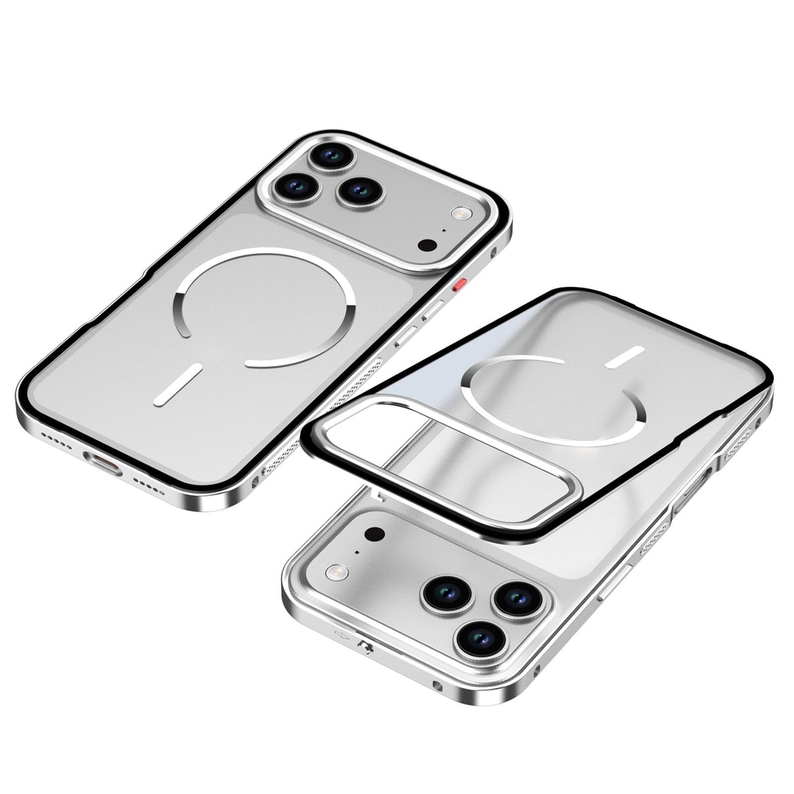 Coque iPhone Air transparente magnétique en métal argenté avec protection écran - 8