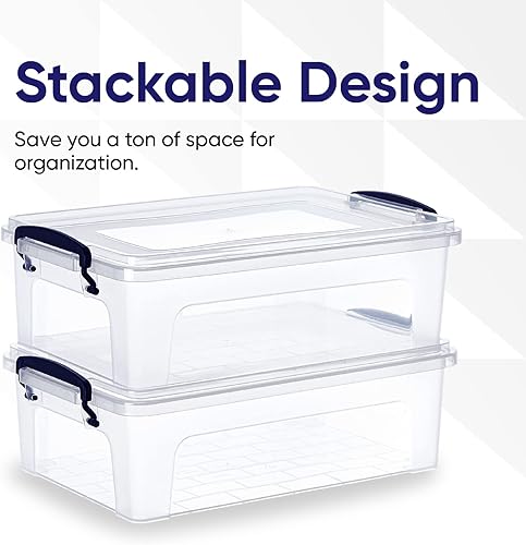 Miniatura 3 de Superio Cajas de almacenamiento transparentes con tapas, contenedores de plástico para organizar, cajas apilables, contenedores organizadores de