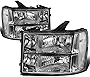 DNA Motoring HL-OH-GMCSIE07-CH-CL1 Chrome Housing Headlights Replacement Compatible with 07-13 Sierra 1500/2500 HD / 3500 HD
