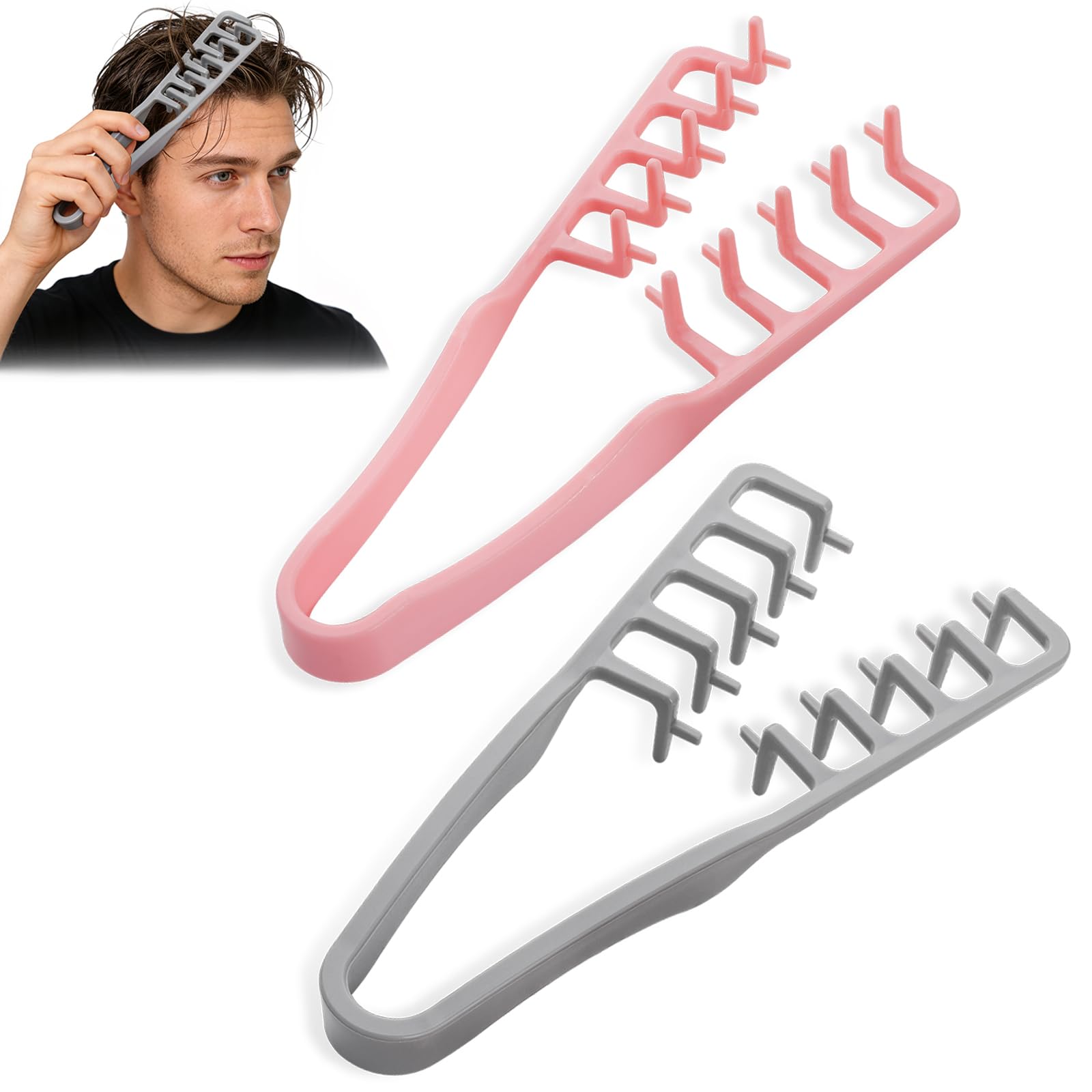 2Pcs Texture Comb, Volumizing Wide Tooth Texture Hair Styling Comb, Fluffy Wide Tooth Curly Hair Comb, Fluffy Curly Hair Comb for Volume Fringe Parting, Anti-Frizz Styling Tool for Men