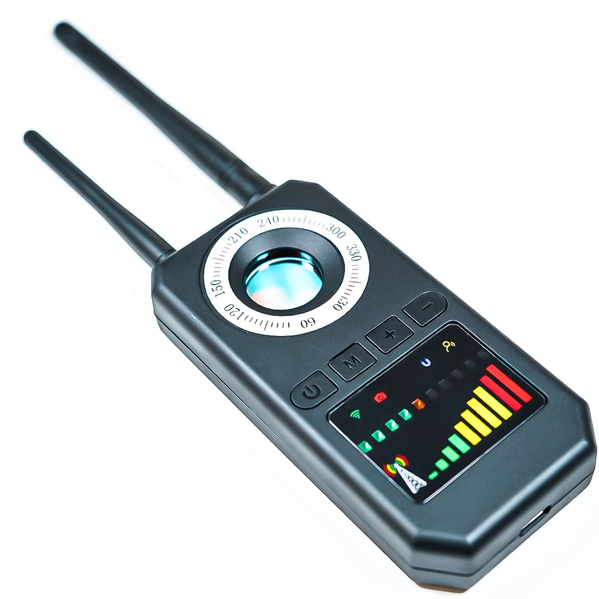 Detector Profesional para Dispositivos Espía, Micrófonos Ocultos, Cámaras y Localizadores GPS – Portátil de Alta Sensibilidad para Detectar Señales Inalámbricas, Interceptores GSM WIFI GPS (AK)