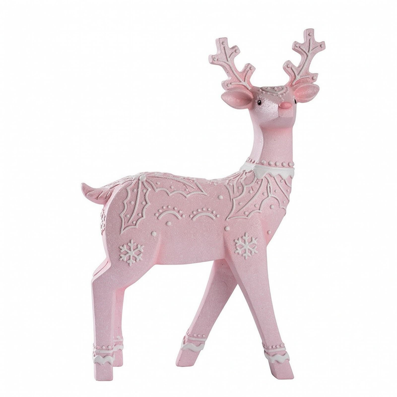 Statuetta di Alce Stile Rustico Design Compatto da Tavolo, Alce Decorativa con Coma, Finitura Opaca Strutturata, per Mensola, Collezionisti, in Piedi