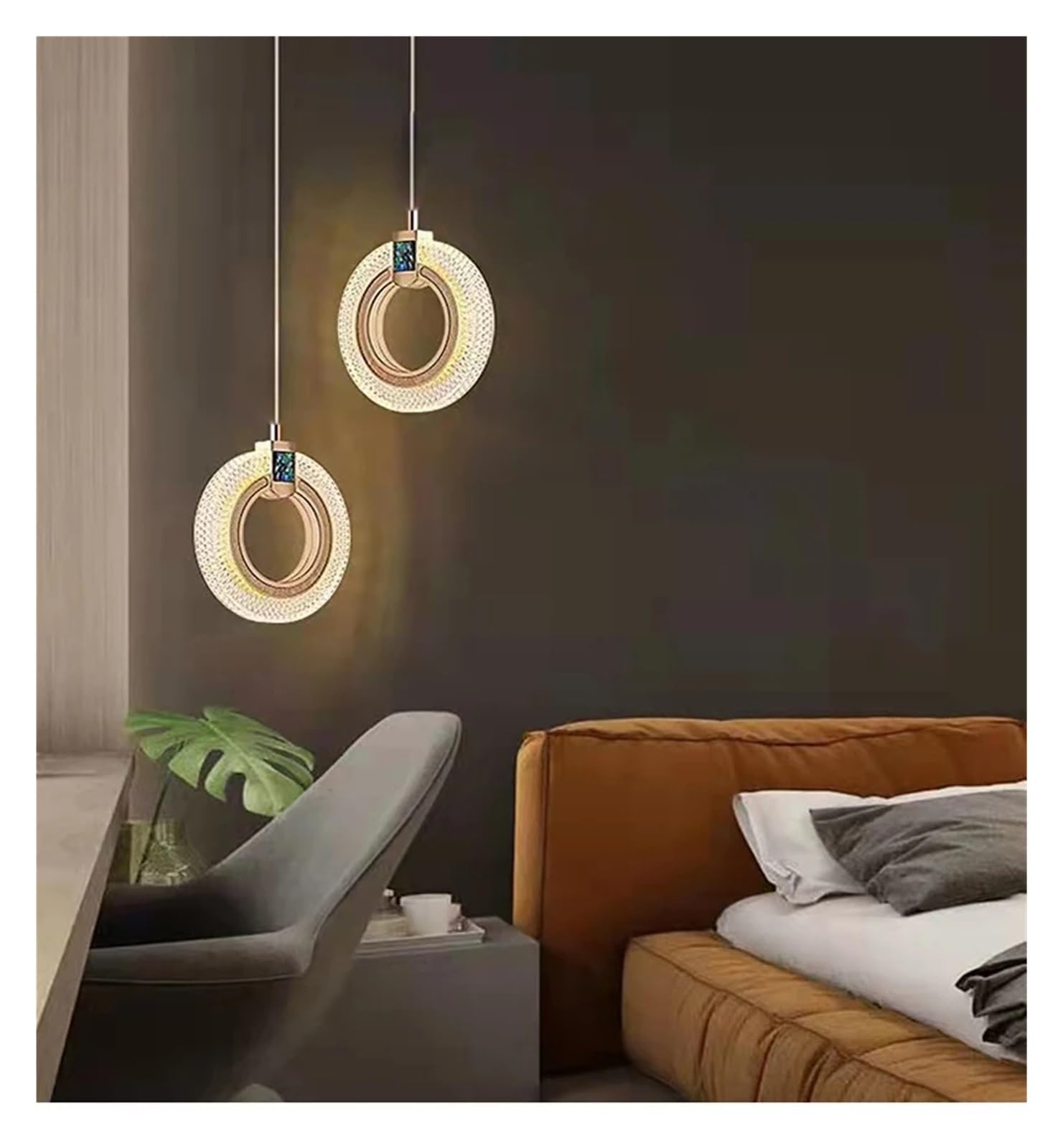 Lampes suspendues en or modernes fy-83 luminaire suspendu minimaliste de chambre